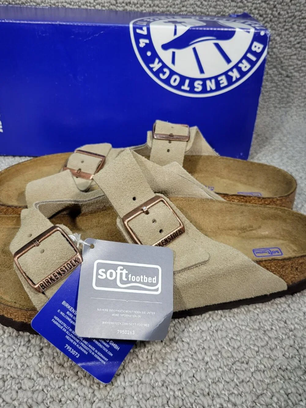 Birkenstock Arizona Unisex Size 42 L11 M9 Regular Taupe Suede Slide Sandals